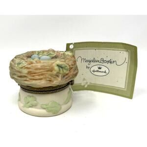 Vtg 1999 Hallmark Marjolien Bastin Bird Nest Love Begins With Mother Trinket Box